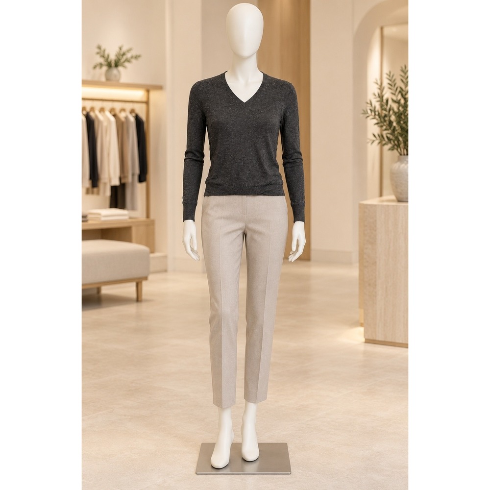 Uniqlo Womens Sweater V-Neck Knit Solid Charcoal Gray Small